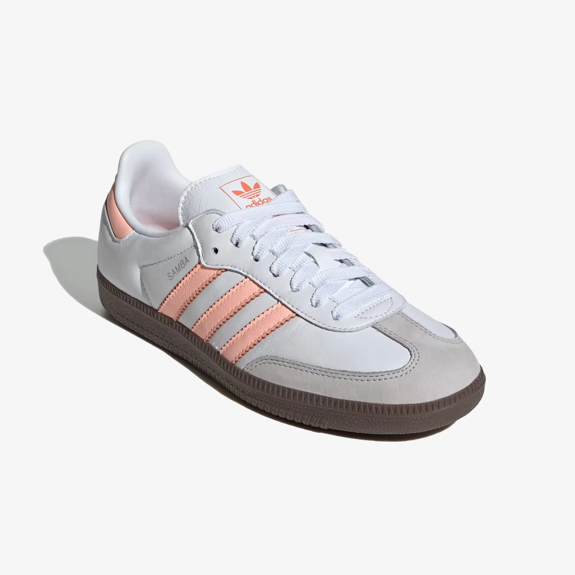 ADIDAS ORIGINALS | WMN'S SAMBA OG { CLOUD WHITE/CLEAR ORANGE/SEMI CORAL