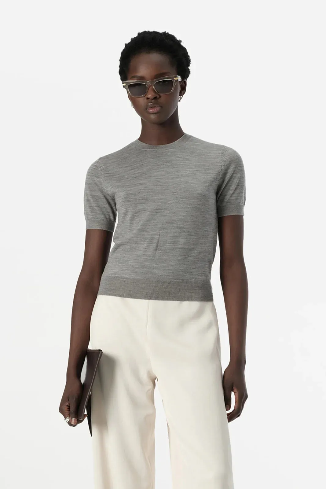 ASH KNIT TEE | Grey Marle