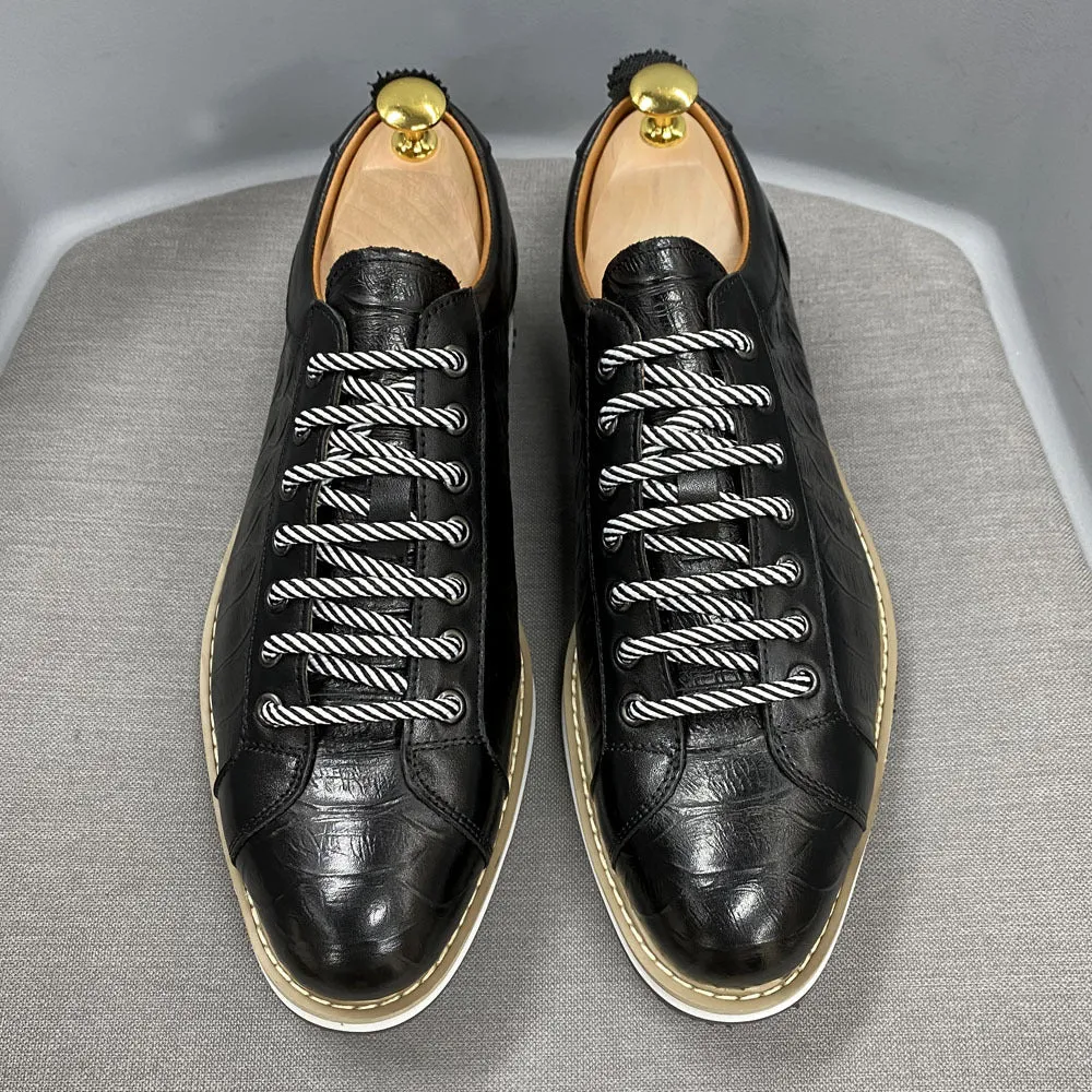 Black leather platform casual shoes fashion business leather shoes