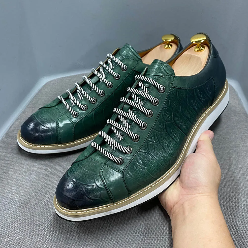 Black leather platform casual shoes fashion business leather shoes