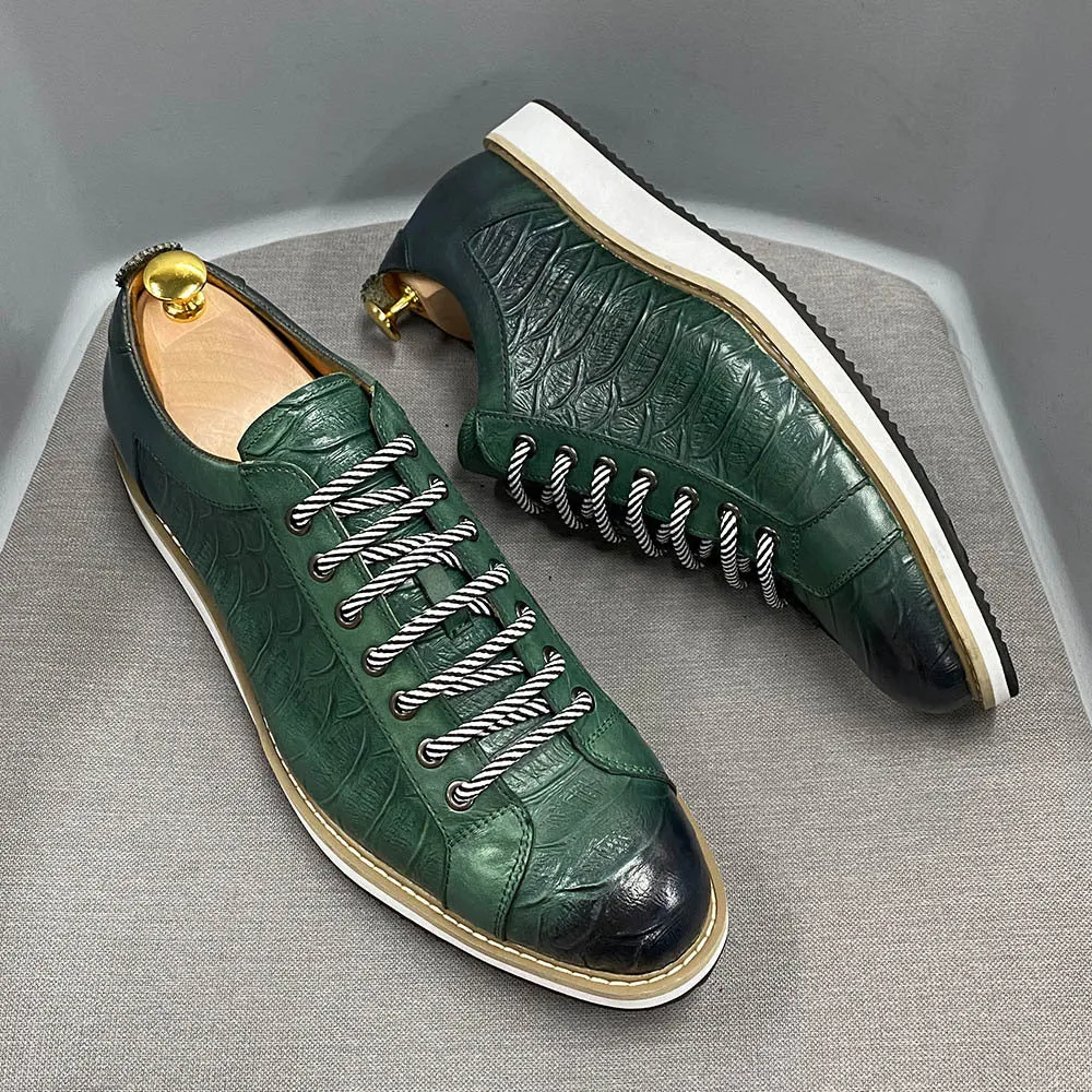 Black leather platform casual shoes fashion business leather shoes