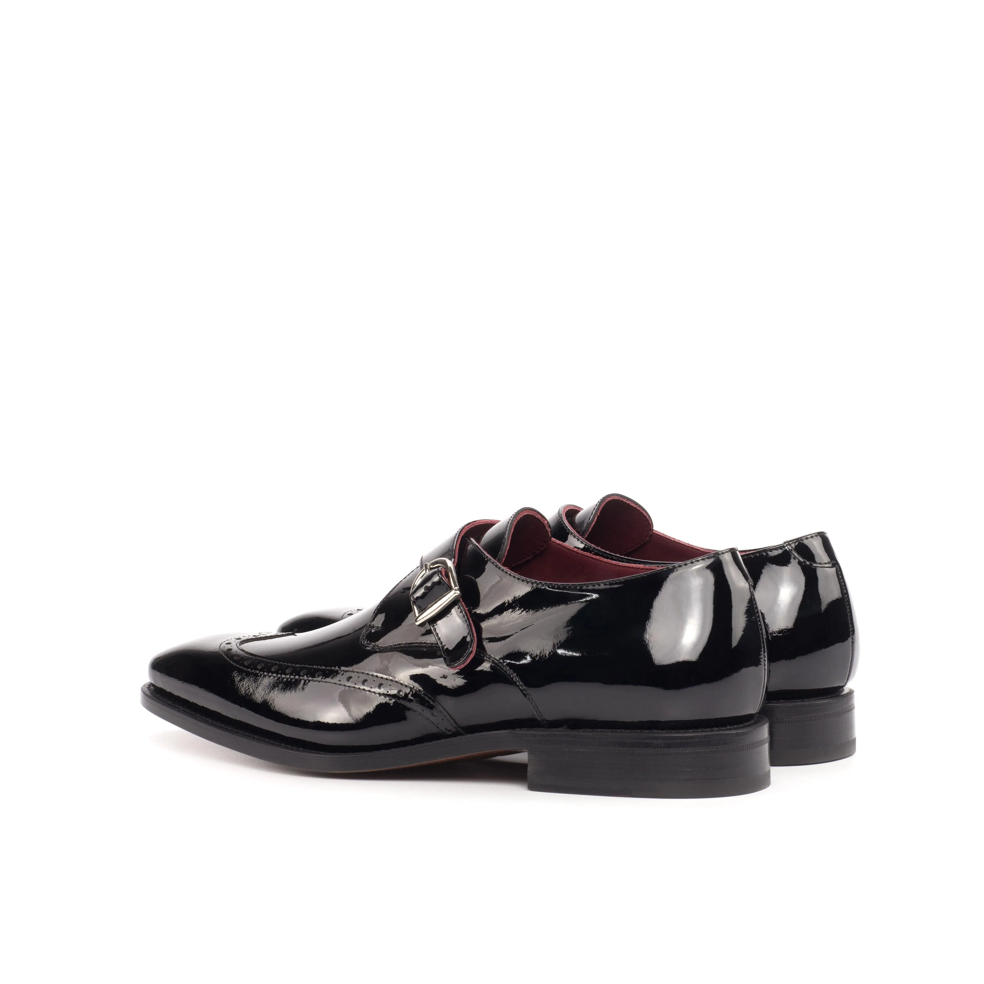 Black Patent Leather Single Monk Shoes