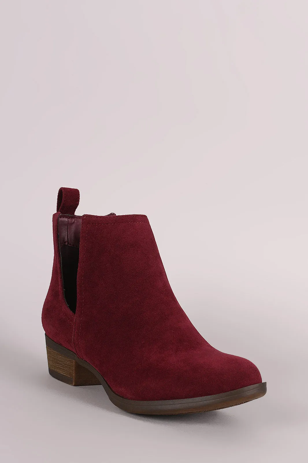 Breckelle Suede Side Cutout Cowgirl Booties