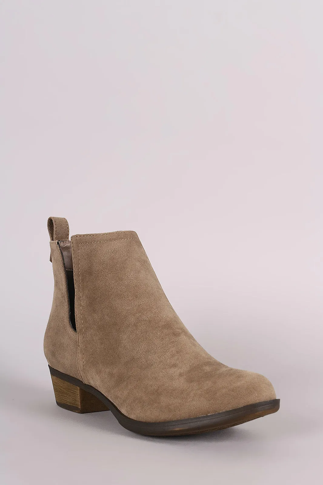 Breckelle Suede Side Cutout Cowgirl Booties