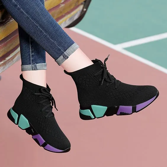 Color Block High Top Casual Sneaker Shoes