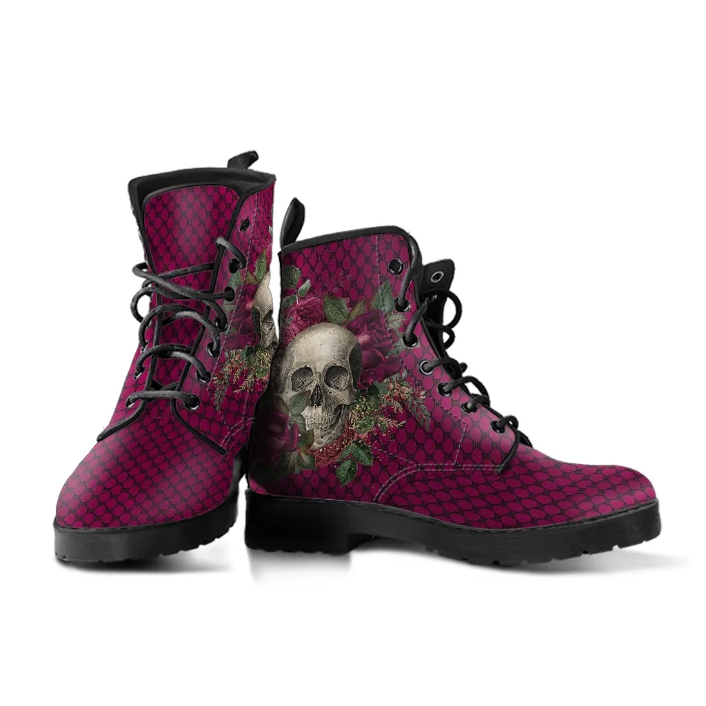 Combat Boots - Goth Shoes #25 | Gothic Lace, Skulls and Roses, Vegan Shoes, Vegan Leather, Women's Boots
