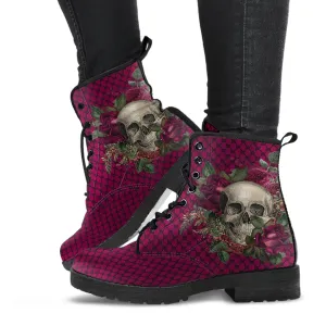 Combat Boots - Goth Shoes #25 | Gothic Lace, Skulls and Roses, Vegan Shoes, Vegan Leather, Women's Boots
