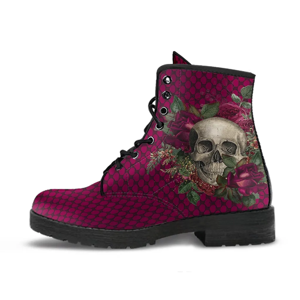 Combat Boots - Goth Shoes #25 | Gothic Lace, Skulls and Roses, Vegan Shoes, Vegan Leather, Women's Boots