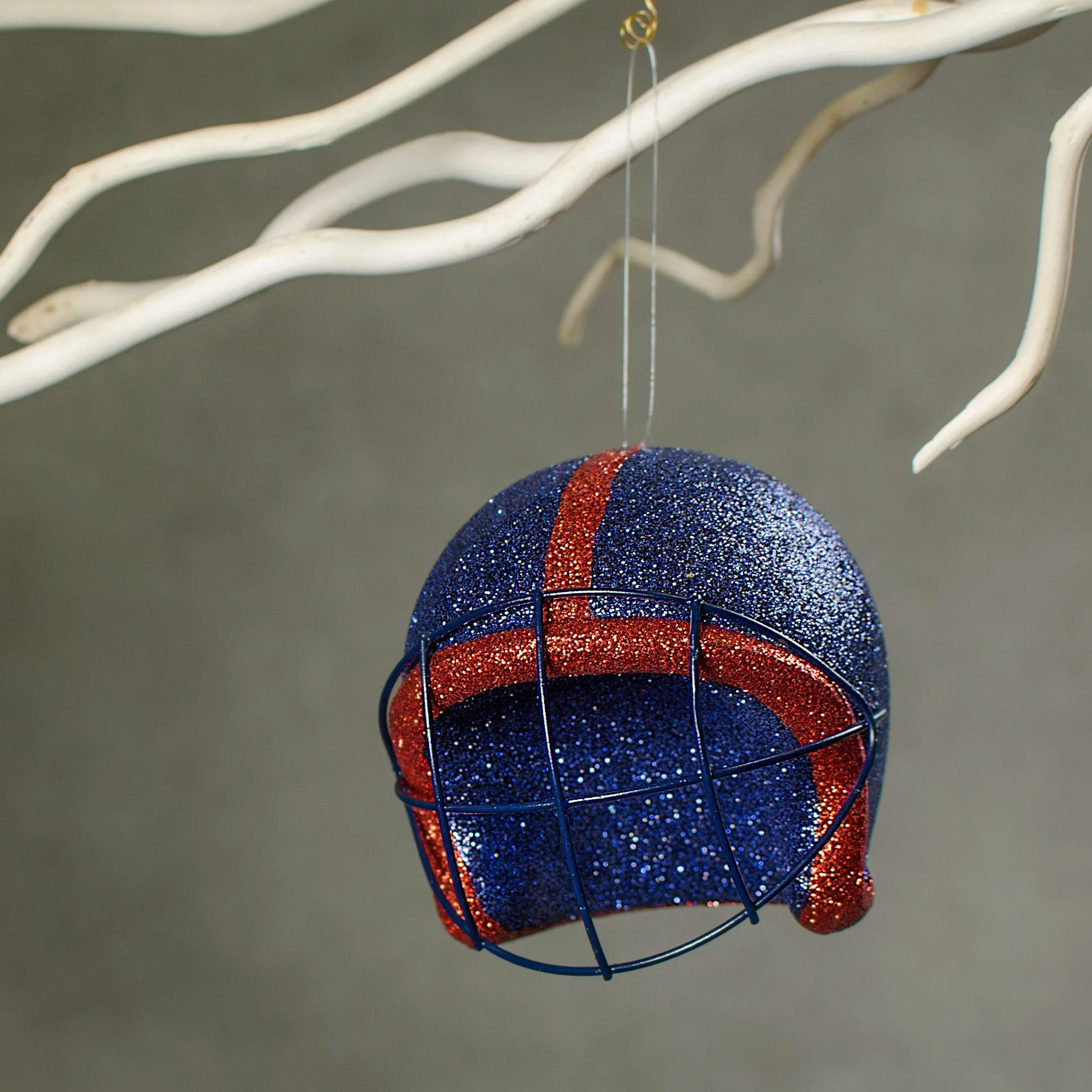 Football Helmet Ornament: Navy Blue & Red (4")