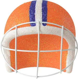 Football Helmet Ornament: Orange & Blue (4")