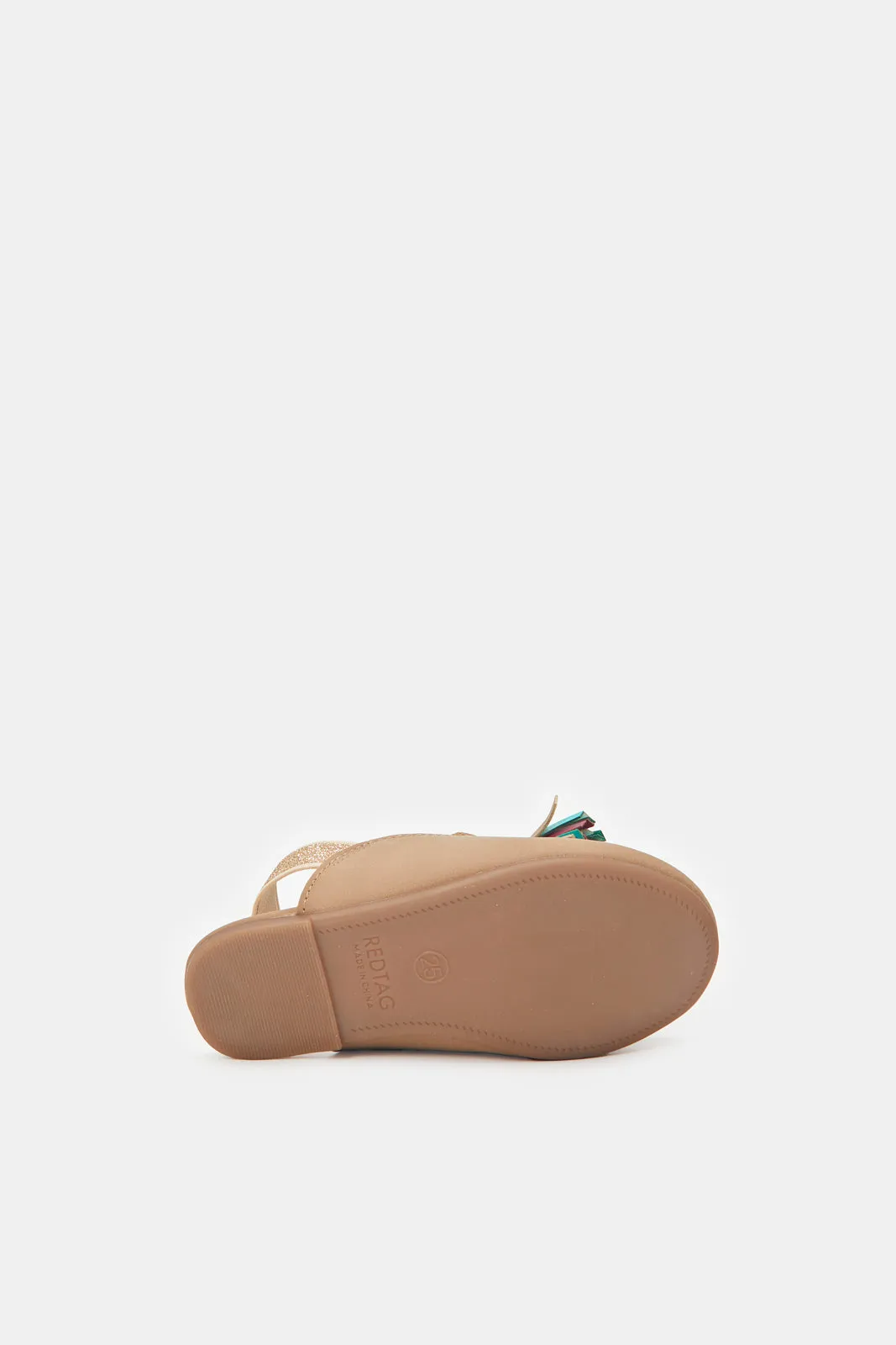 Girls Beige Tassel Trim Mule