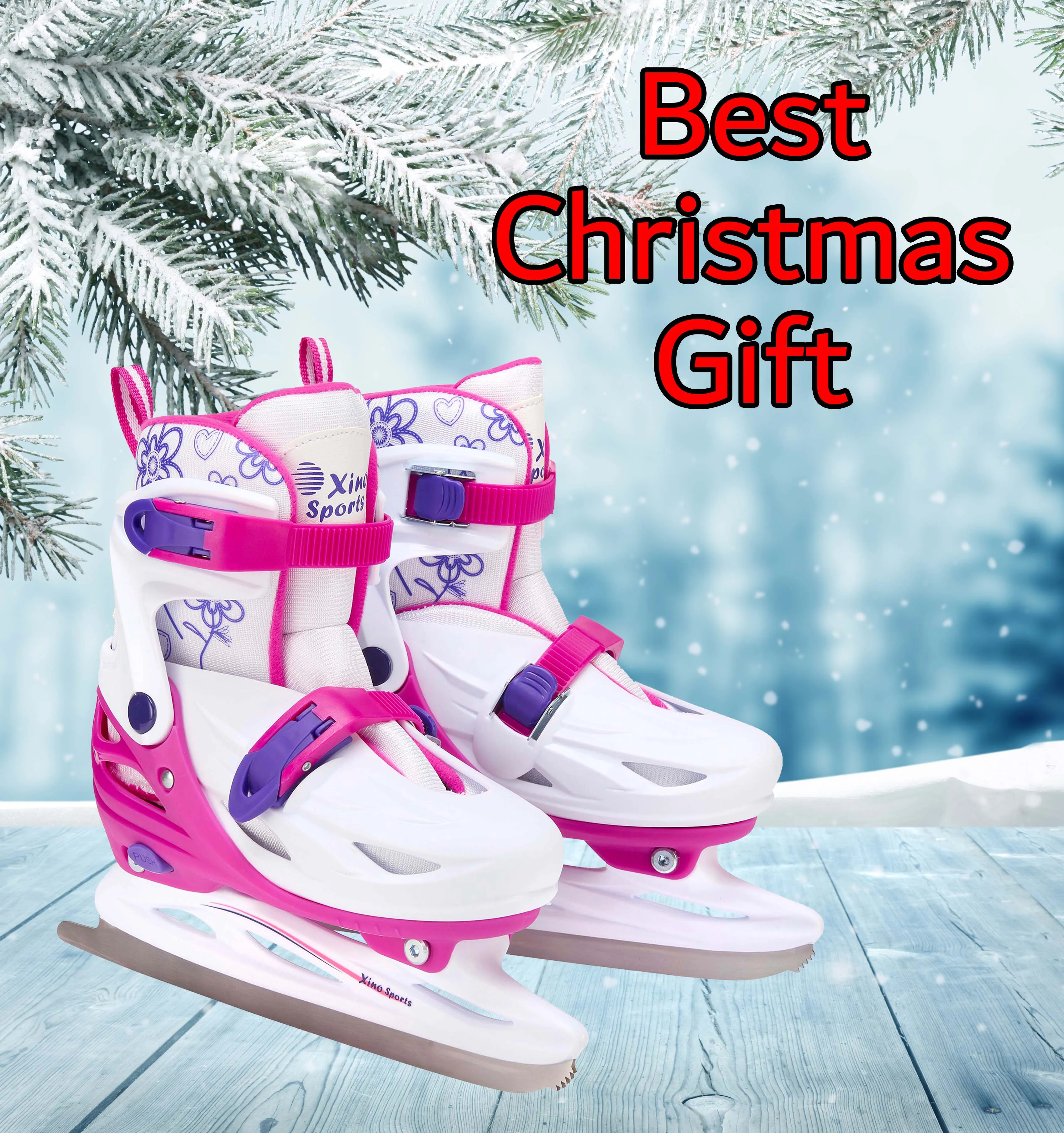 Girls Ice Skates | Adjustable | Reinforced Ankle Support