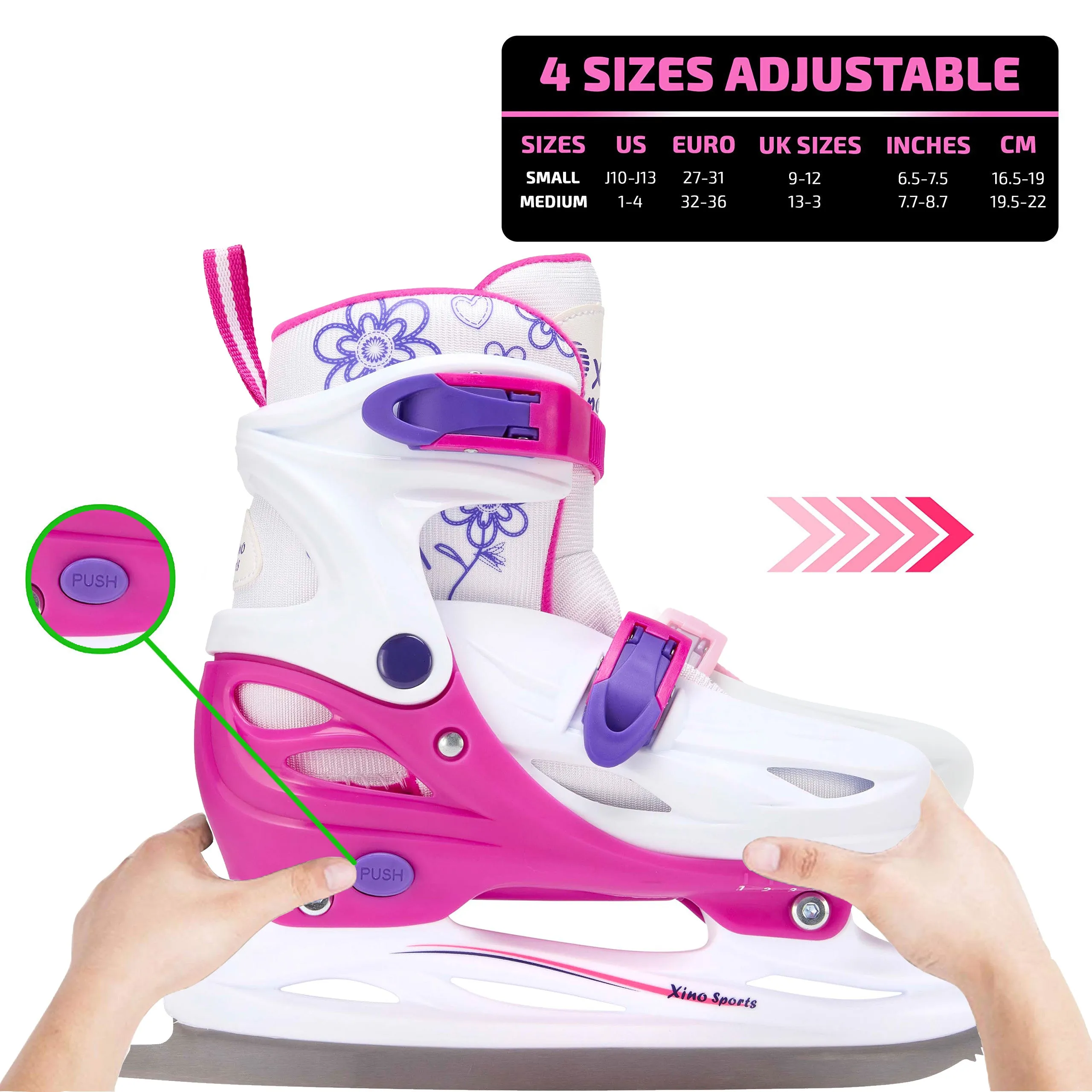 Girls Ice Skates | Adjustable | Reinforced Ankle Support