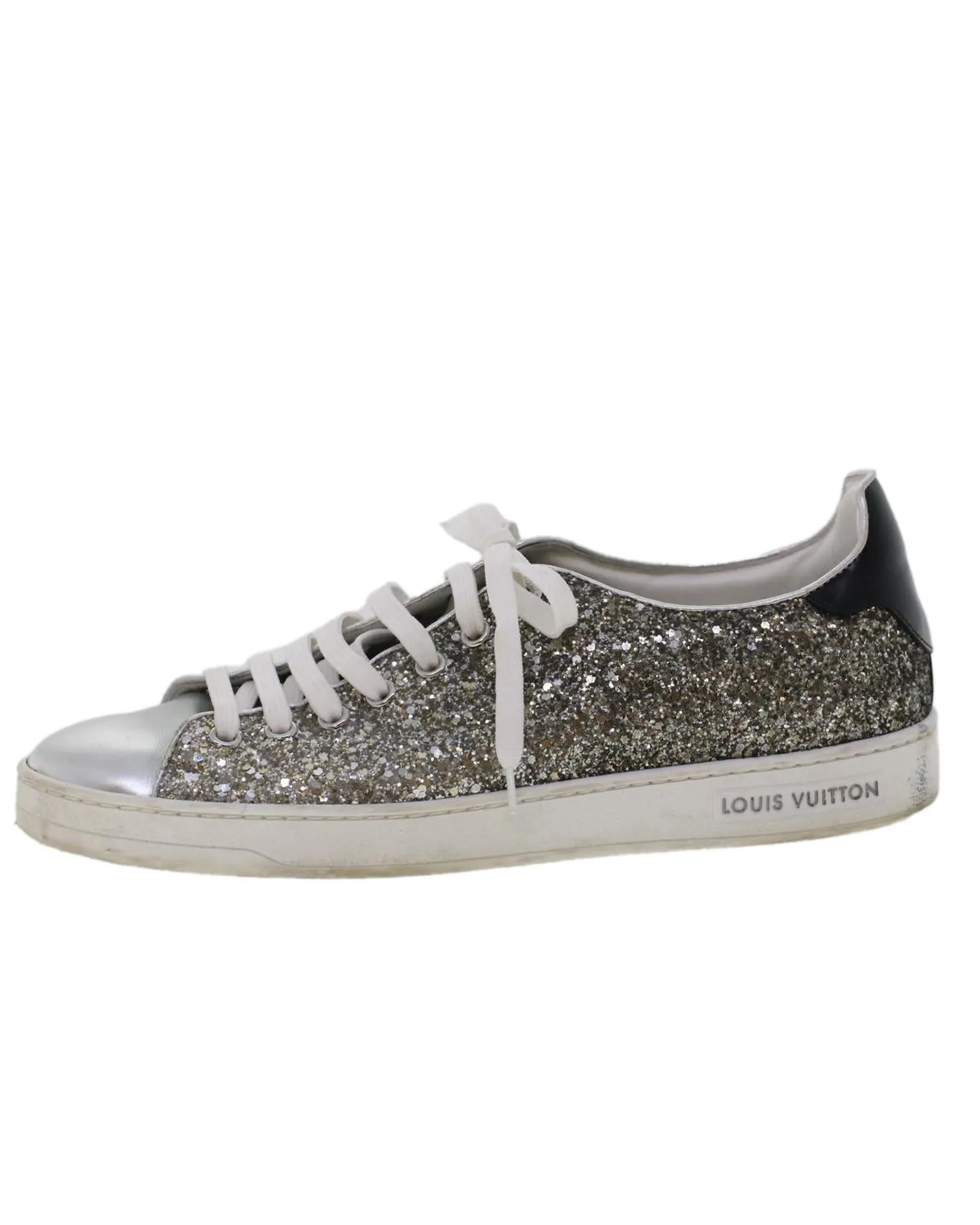 Glitter Leather Low Line Sneakers