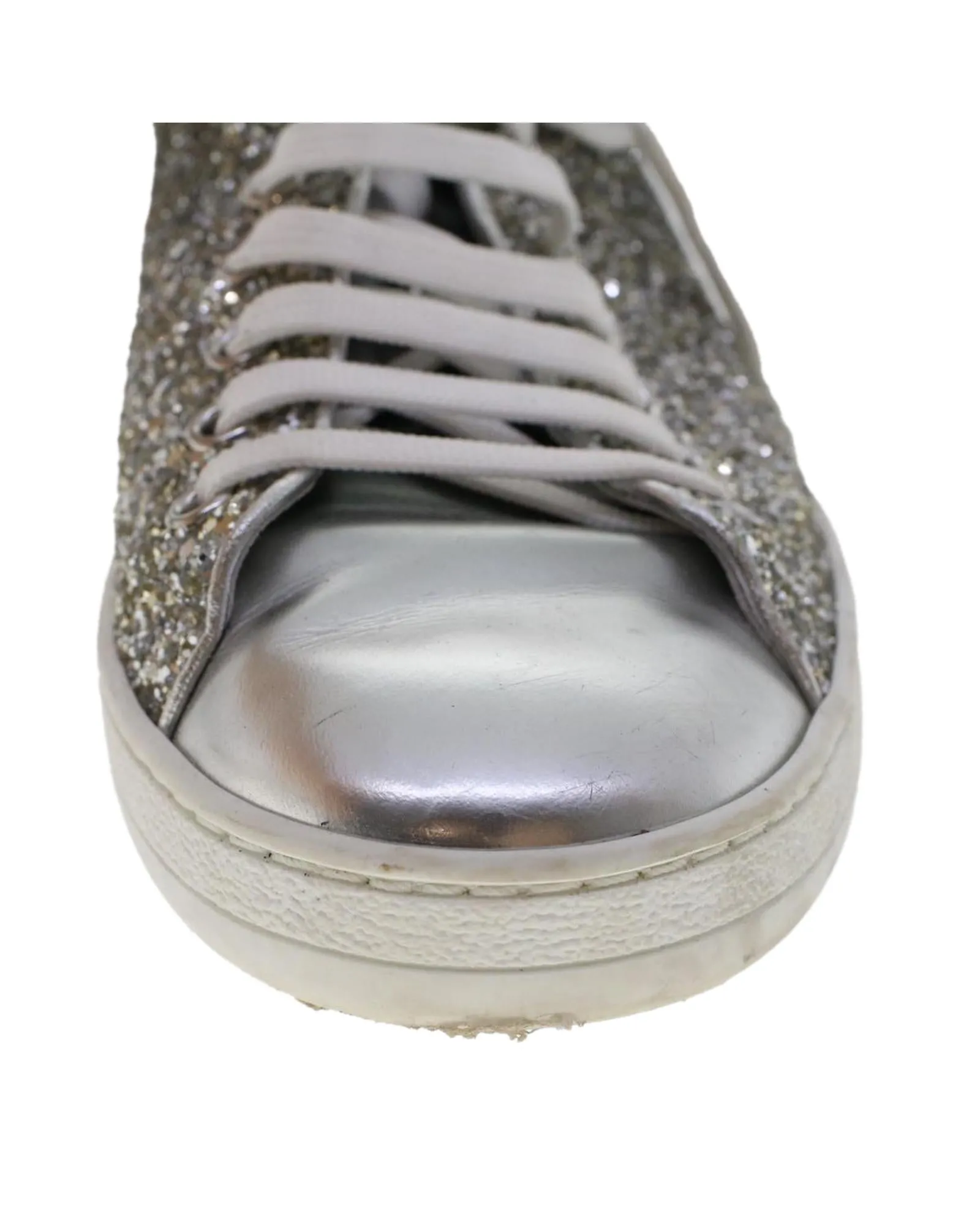Glitter Leather Low Line Sneakers