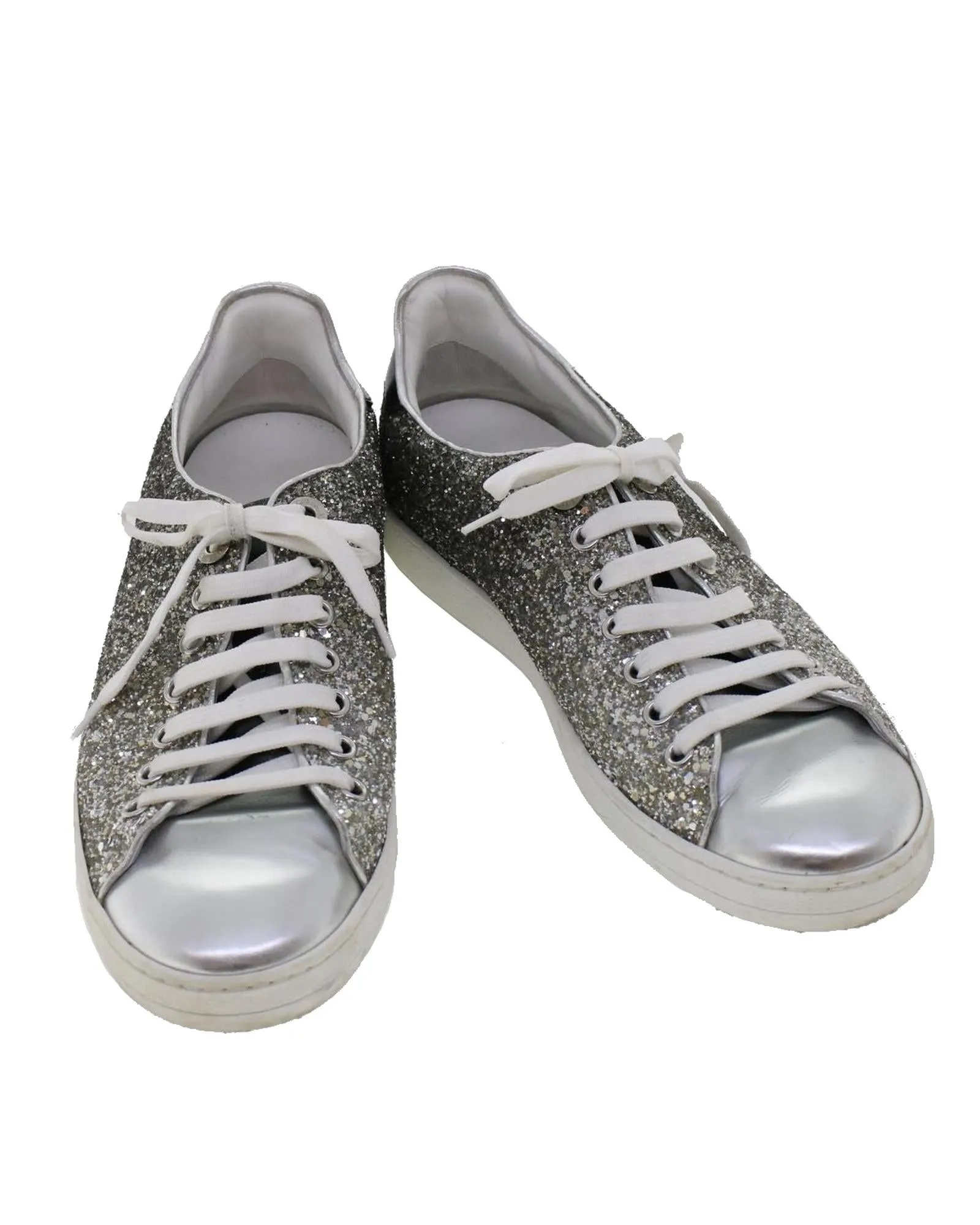 Glitter Leather Low Line Sneakers