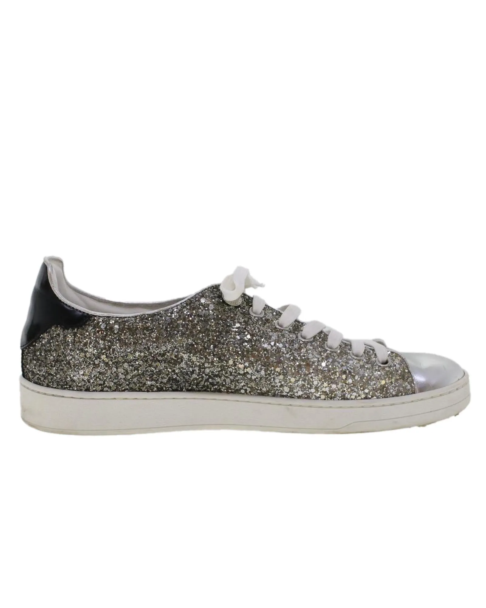 Glitter Leather Low Line Sneakers