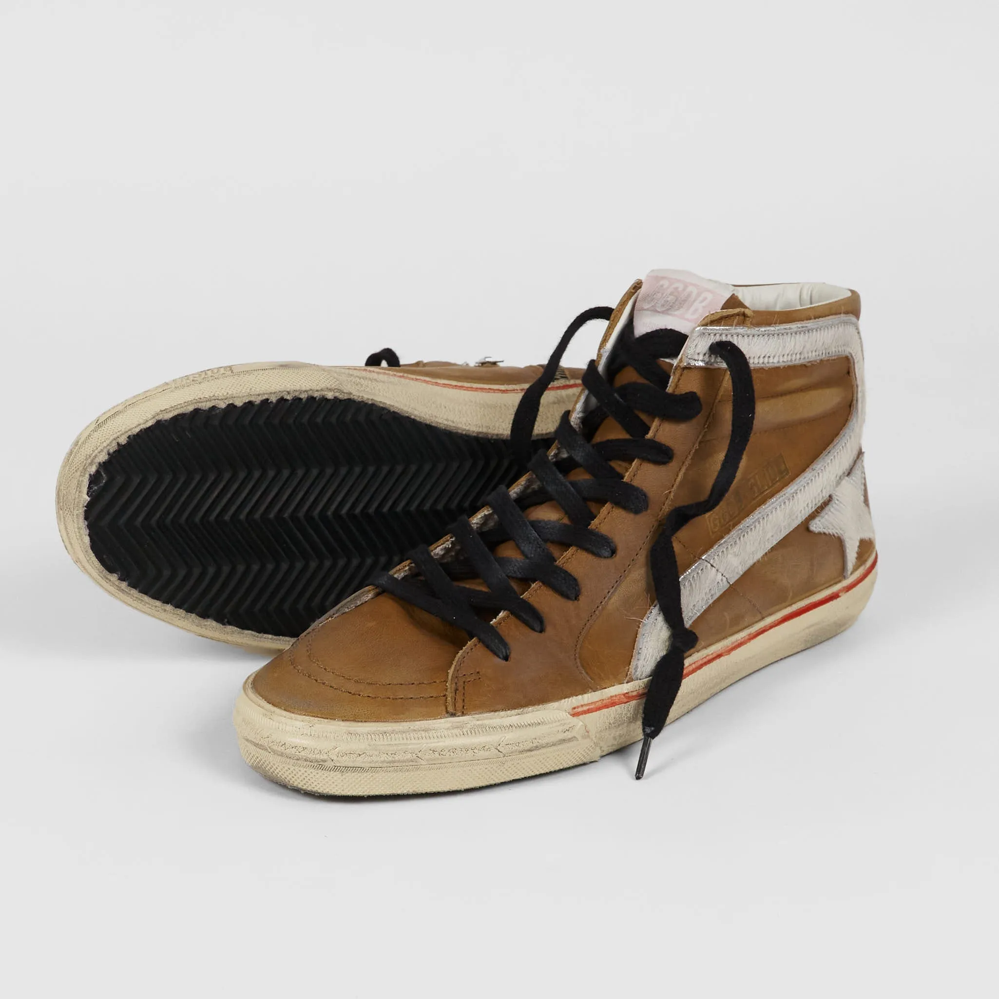 Golden Goose Brown White Ice Slide Sneakers
