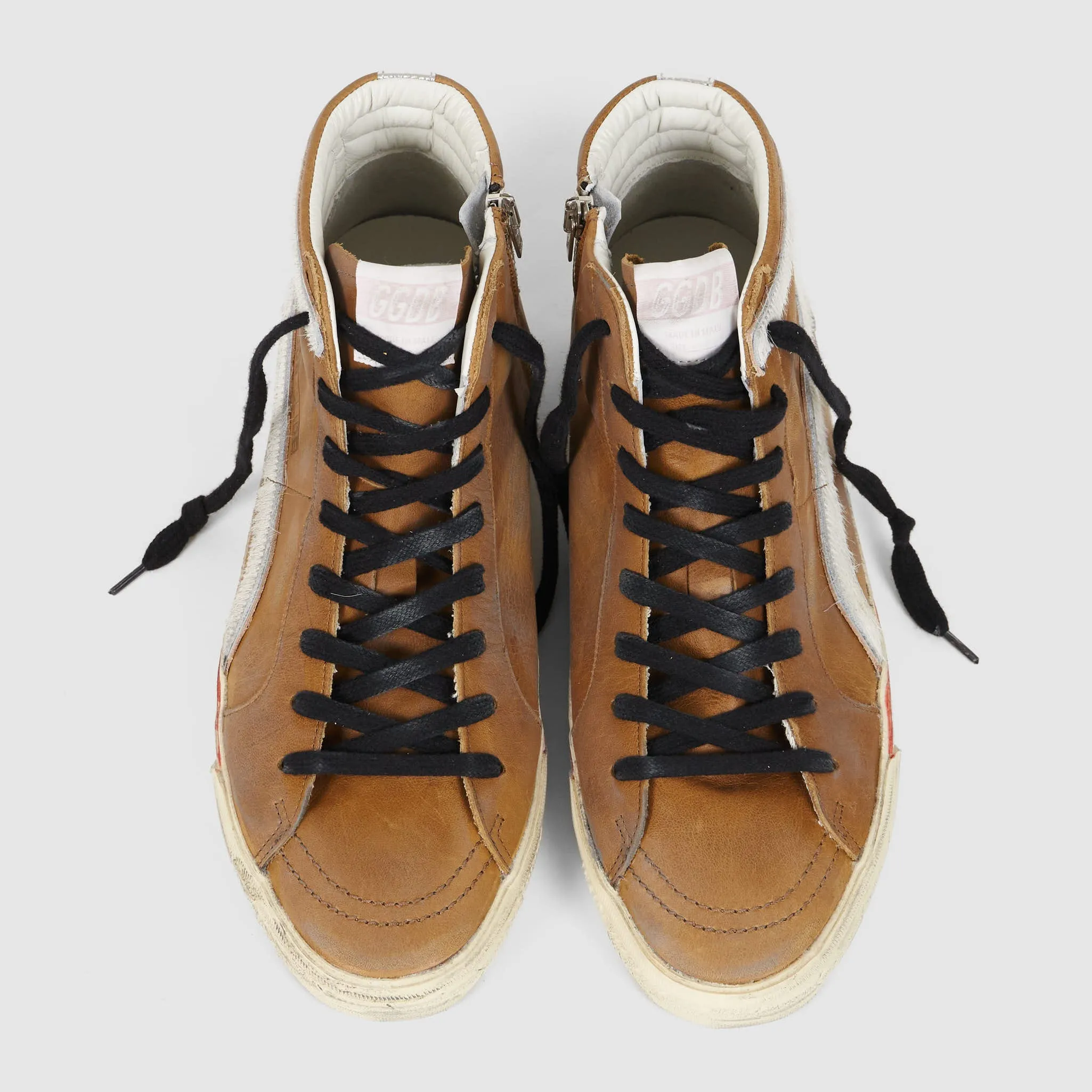 Golden Goose Brown White Ice Slide Sneakers