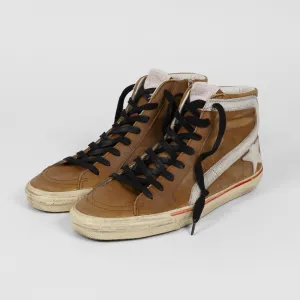 Golden Goose Brown White Ice Slide Sneakers