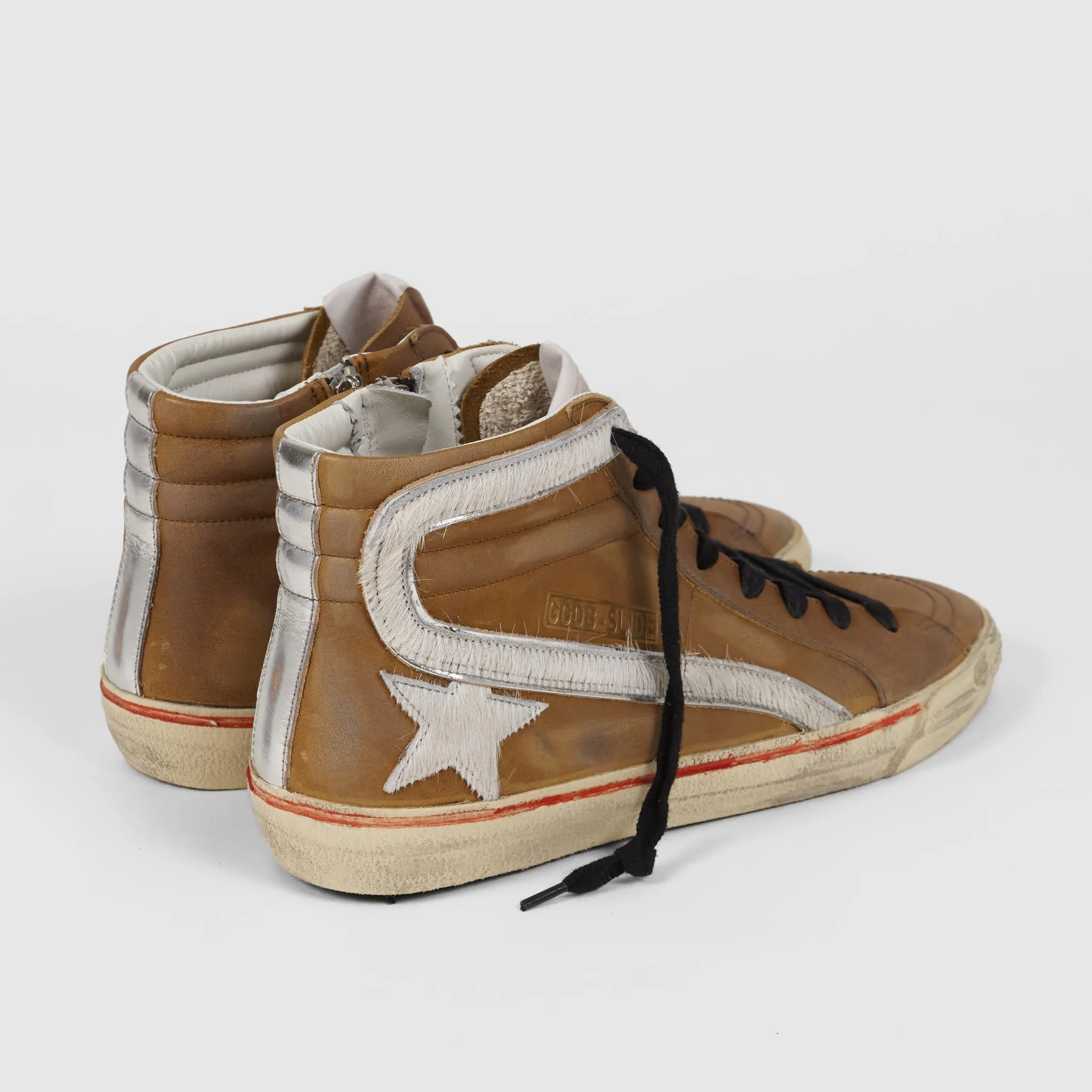 Golden Goose Brown White Ice Slide Sneakers
