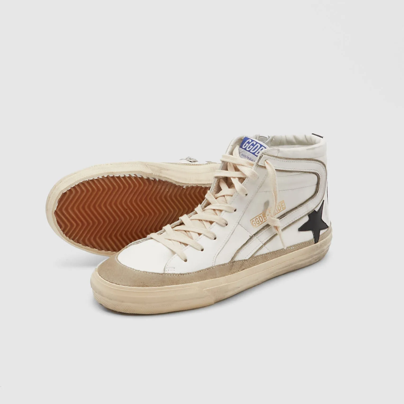 Golden Goose Silde High White Black Star Tau Sneaker