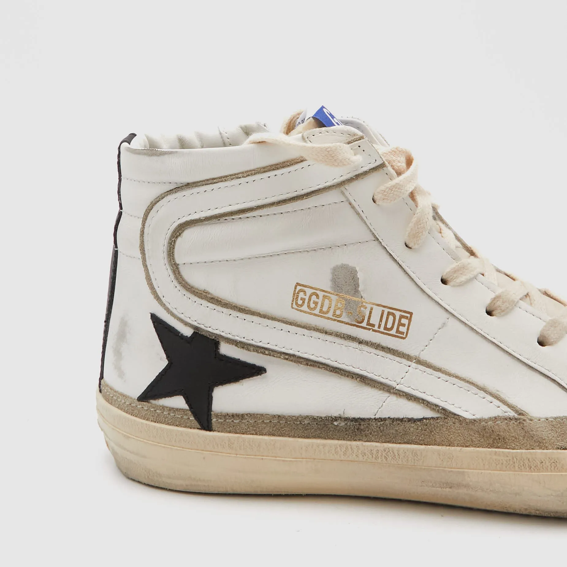 Golden Goose Silde High White Black Star Tau Sneaker
