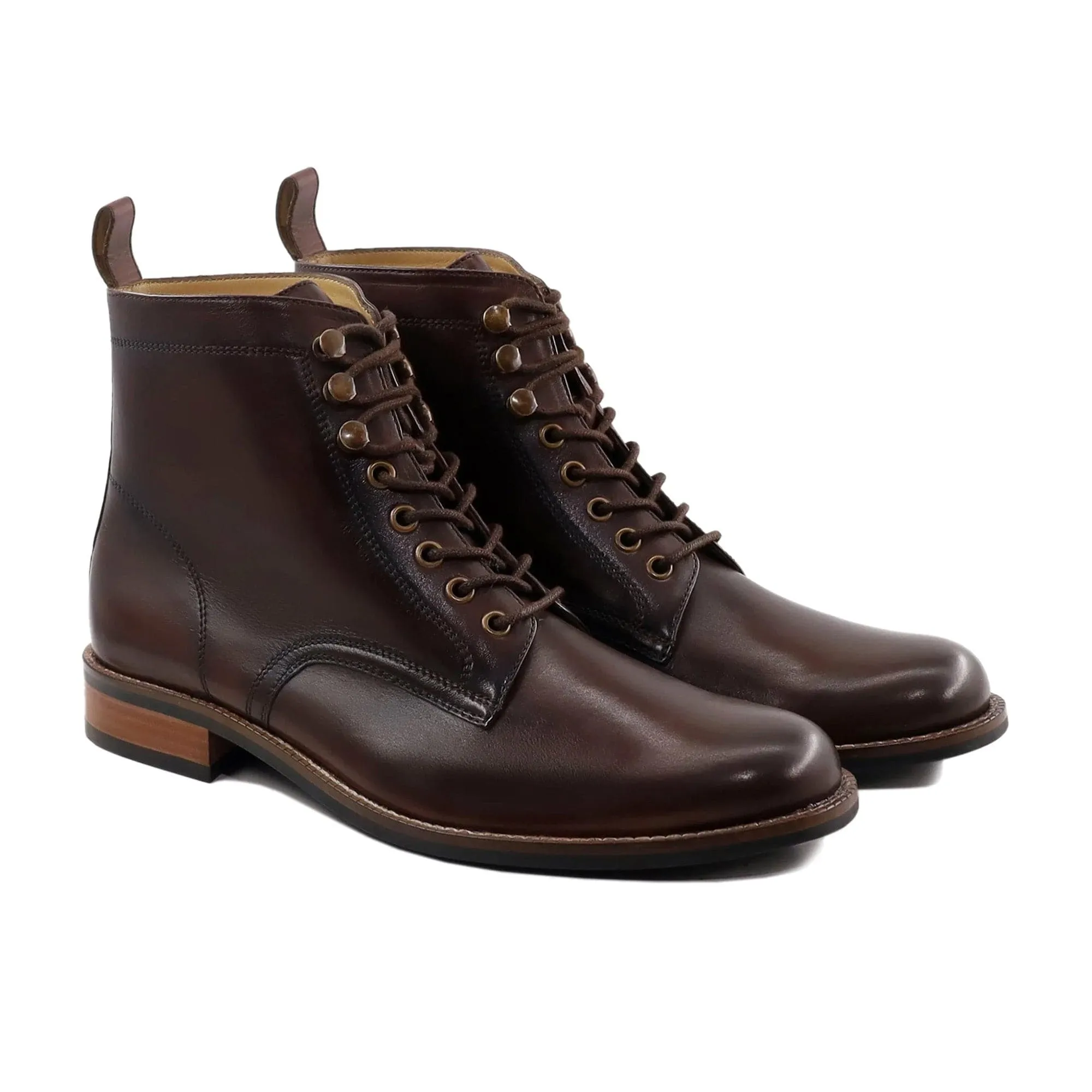 Handmade Custom Dark Brown Calf Leather Boots For Men
