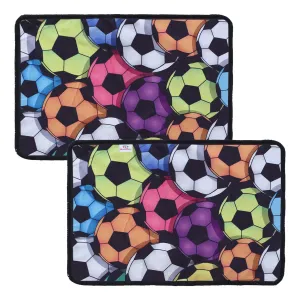 Heart Home Door Mat for Kids Room|Anti Skid Door Mat for Kids Bedroom|Microfiber Football Pattern Door Mat|Pack of 2 (Multicolor)