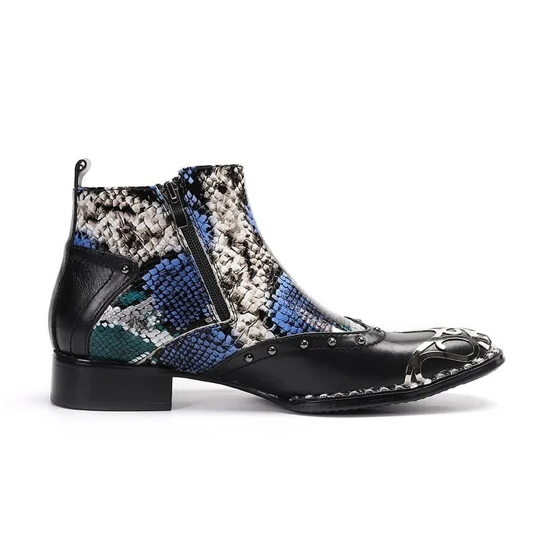 Italian MotoLux Snakeskin Ankle Dress Loafers