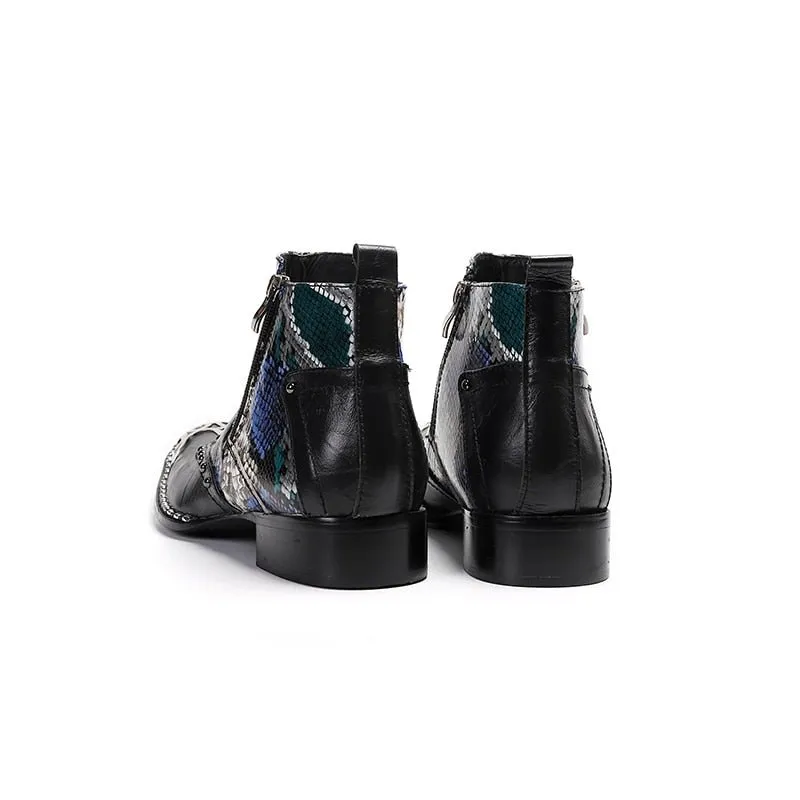 Italian MotoLux Snakeskin Ankle Dress Loafers