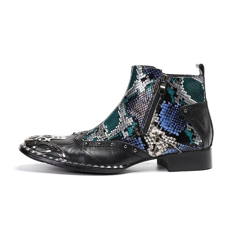 Italian MotoLux Snakeskin Ankle Dress Loafers
