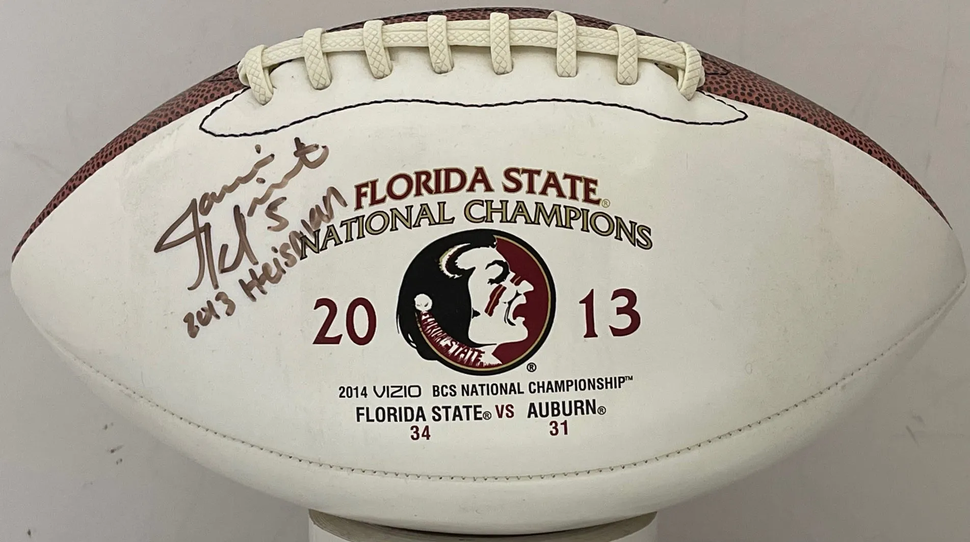 Jameis Winston Autographed 2013 National Champions Football (JSA)
