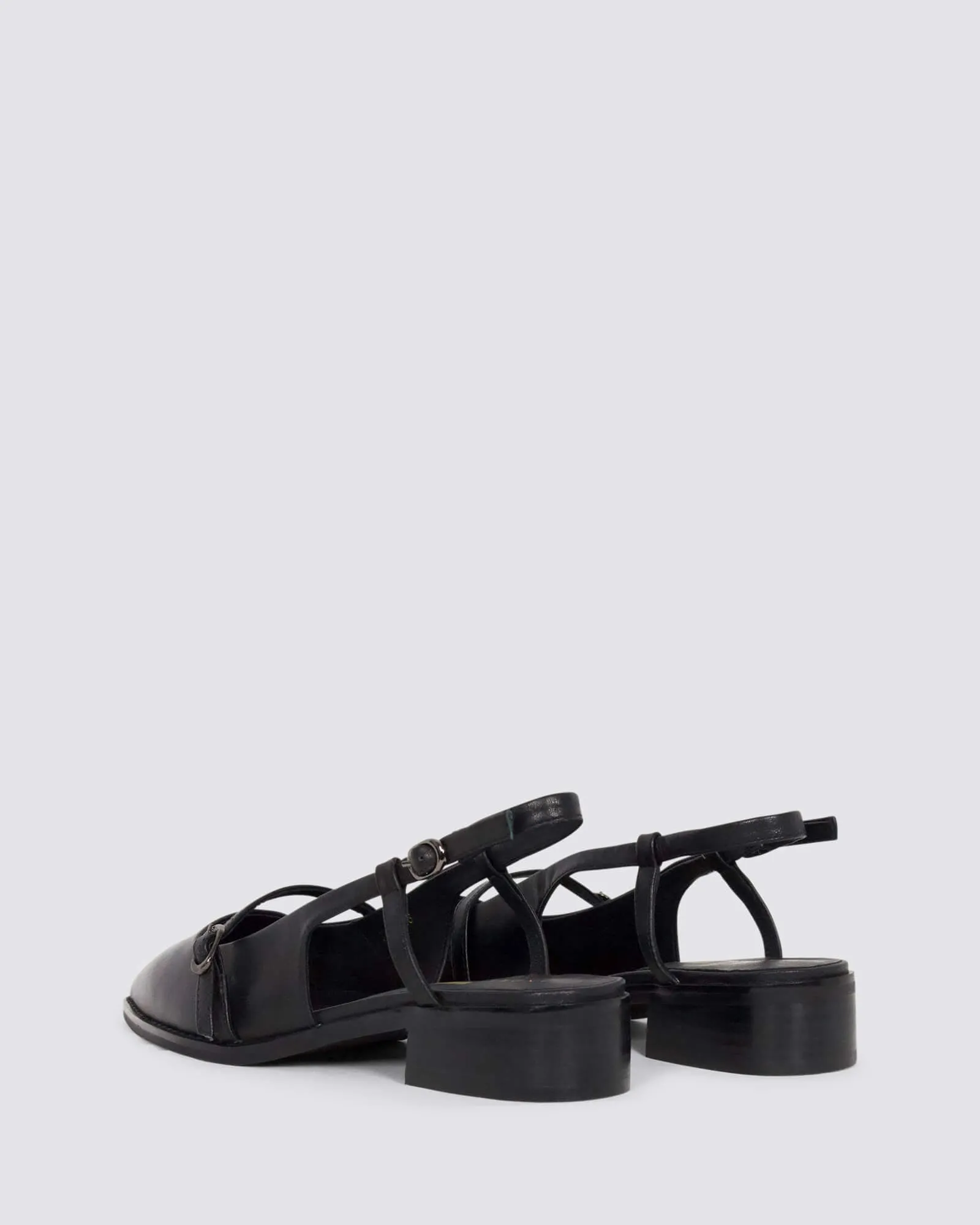 JASPER SLINGBACK FLATS BLACK LEATHER