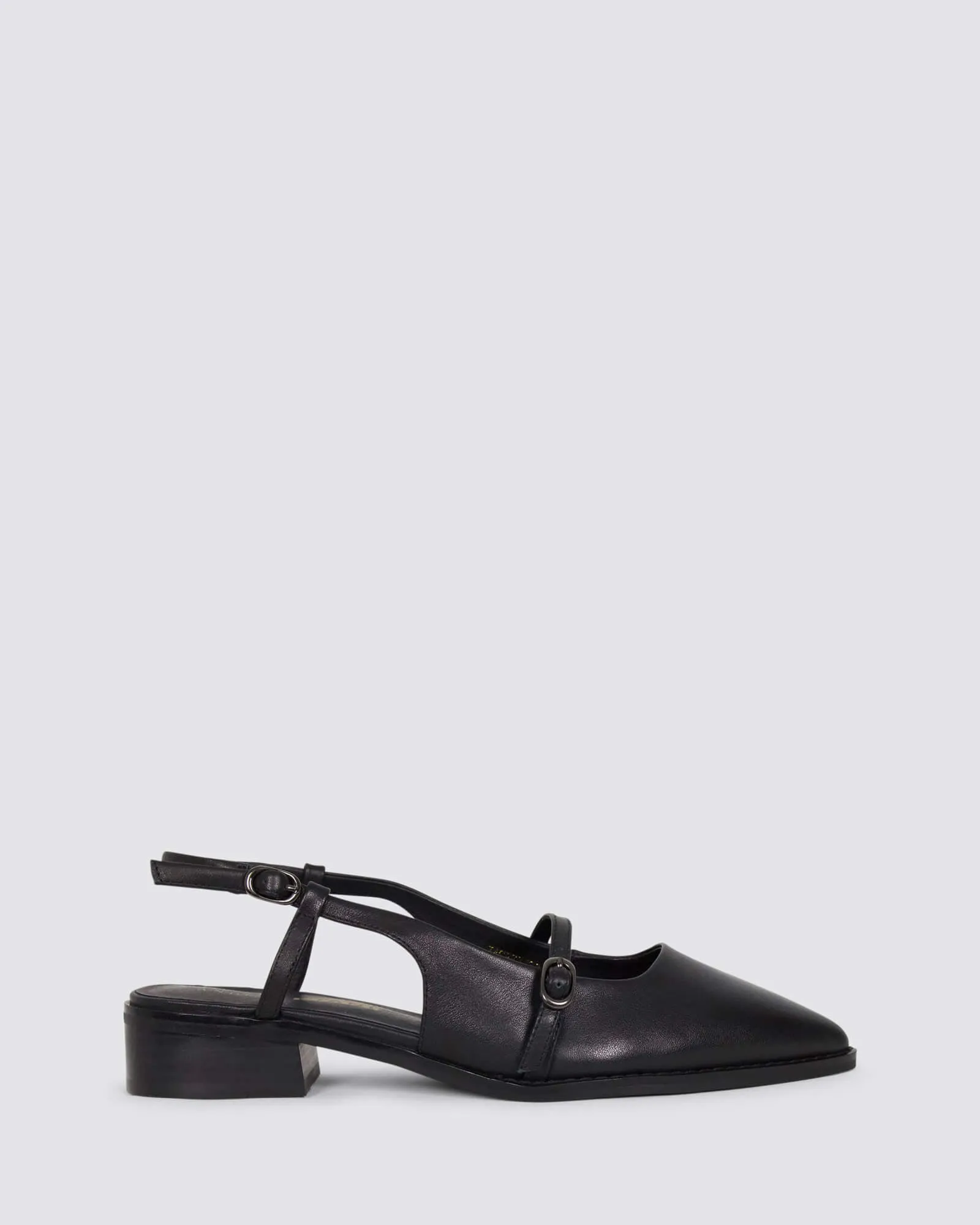 JASPER SLINGBACK FLATS BLACK LEATHER