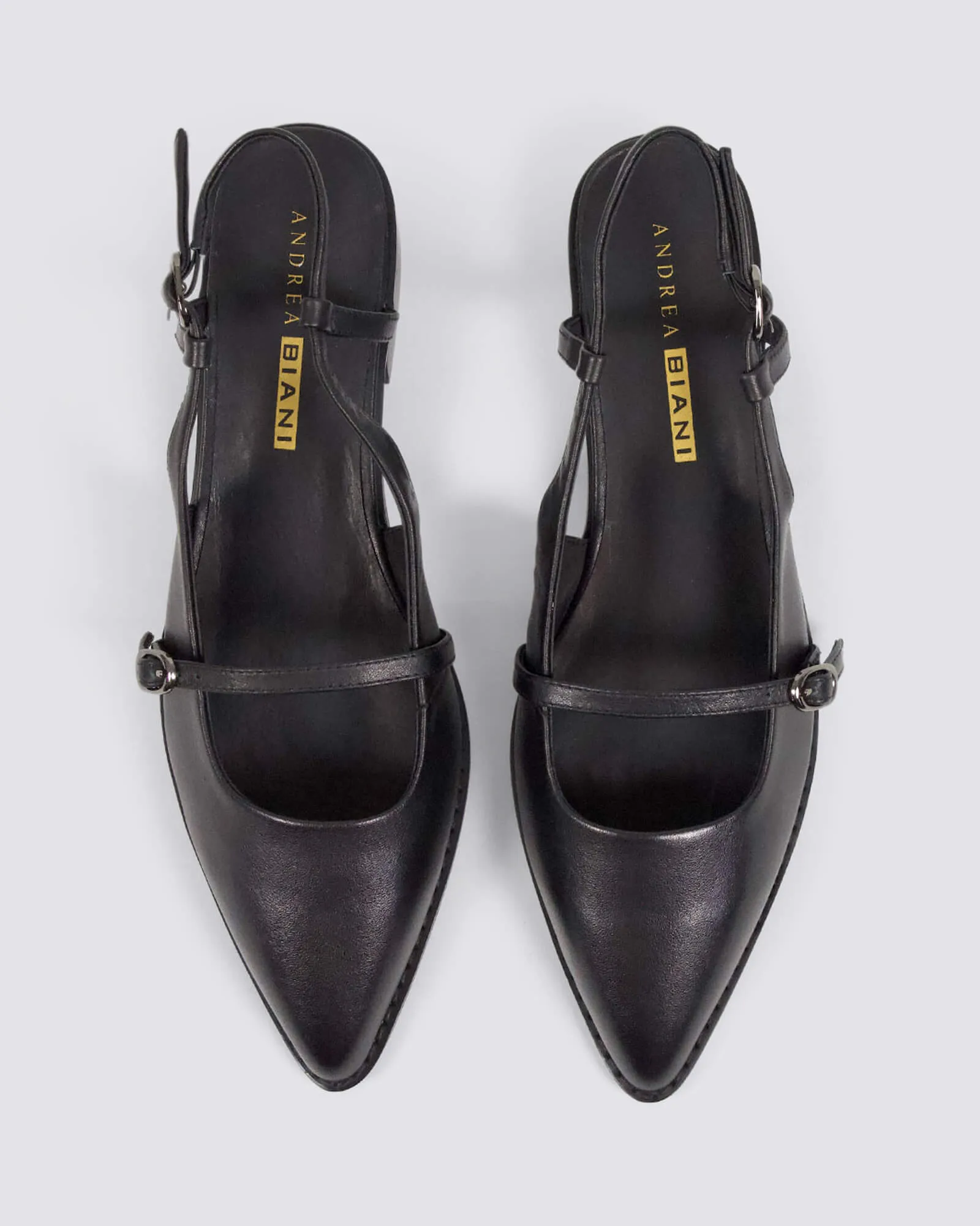 JASPER SLINGBACK FLATS BLACK LEATHER