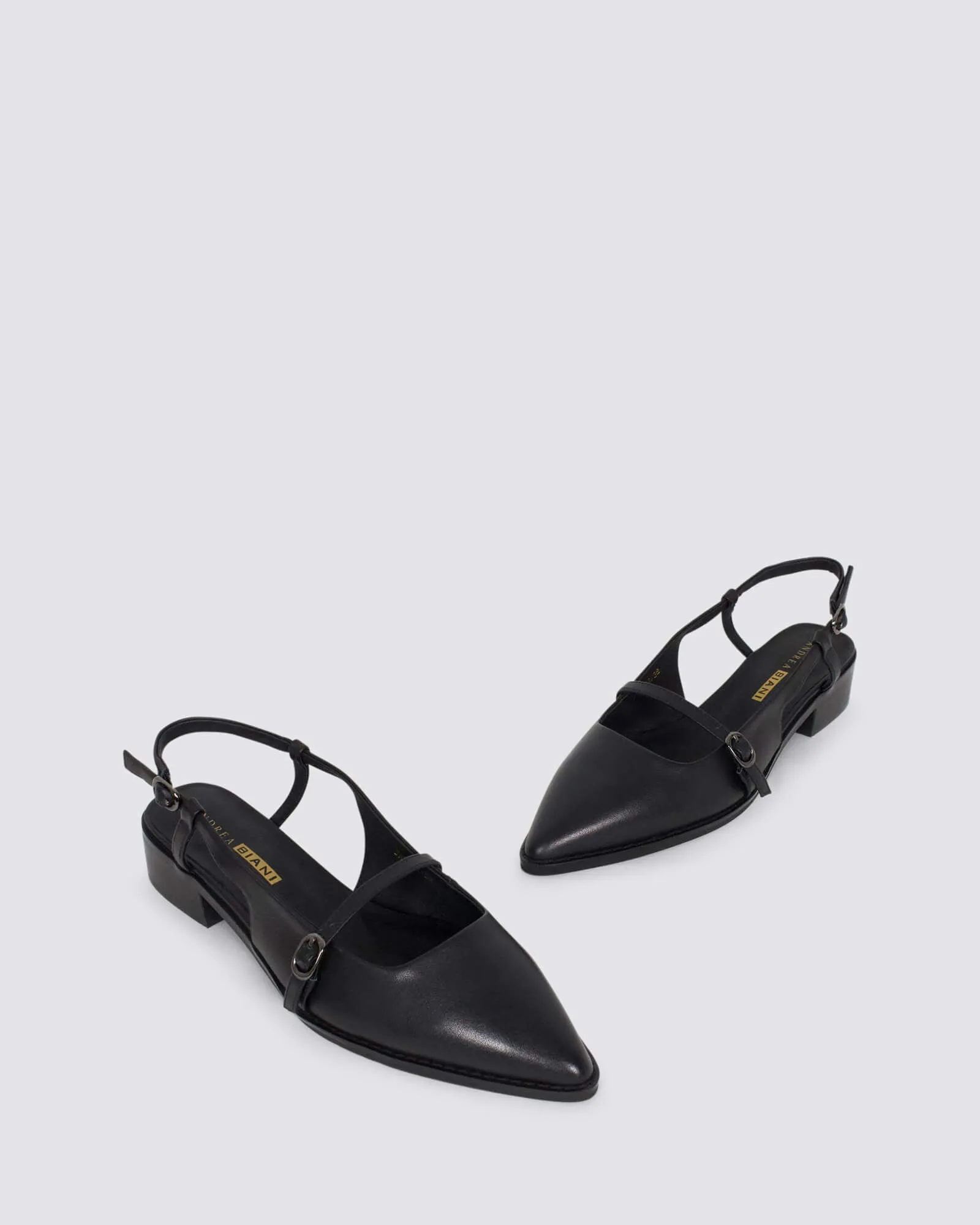 JASPER SLINGBACK FLATS BLACK LEATHER