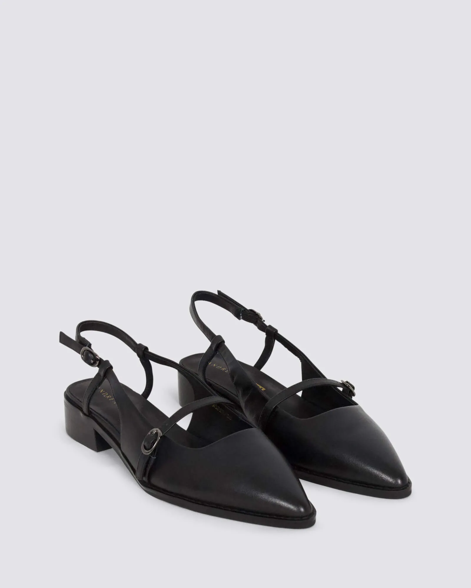 JASPER SLINGBACK FLATS BLACK LEATHER