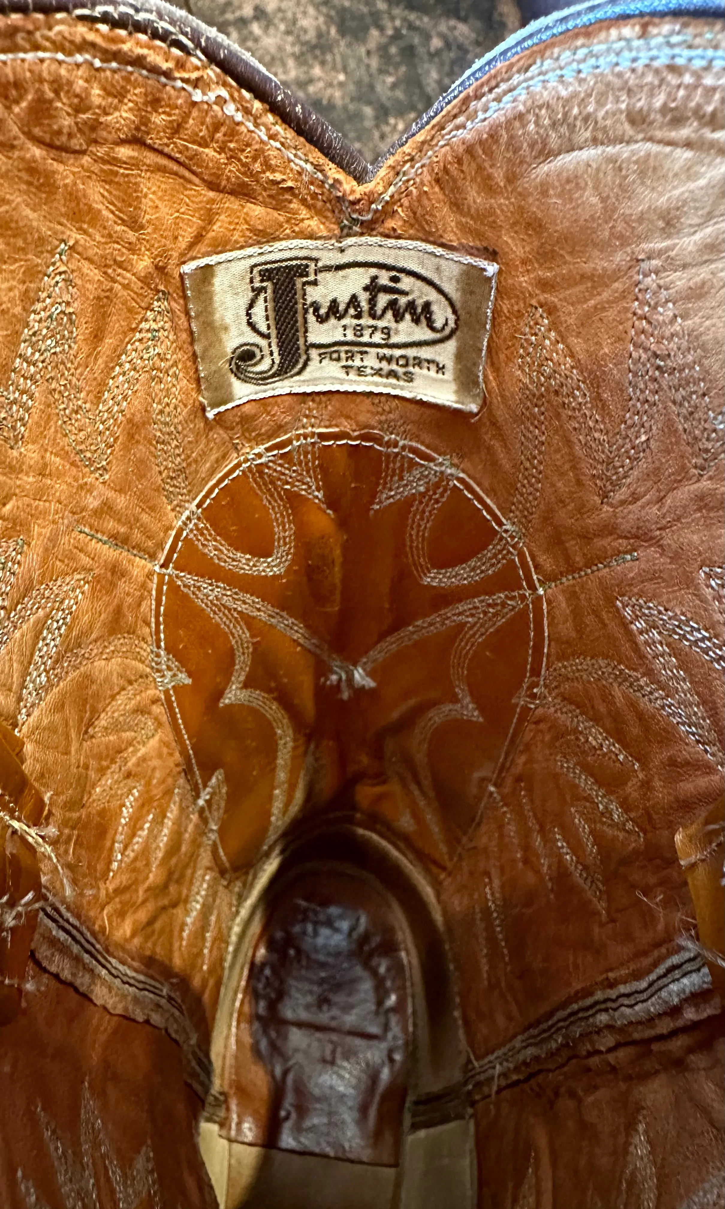 JUSTIN Vintage 60s Whiskey Leather Cowboy Boots • Mens size 9D
