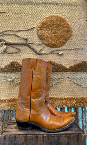 JUSTIN Vintage 60s Whiskey Leather Cowboy Boots • Mens size 9D