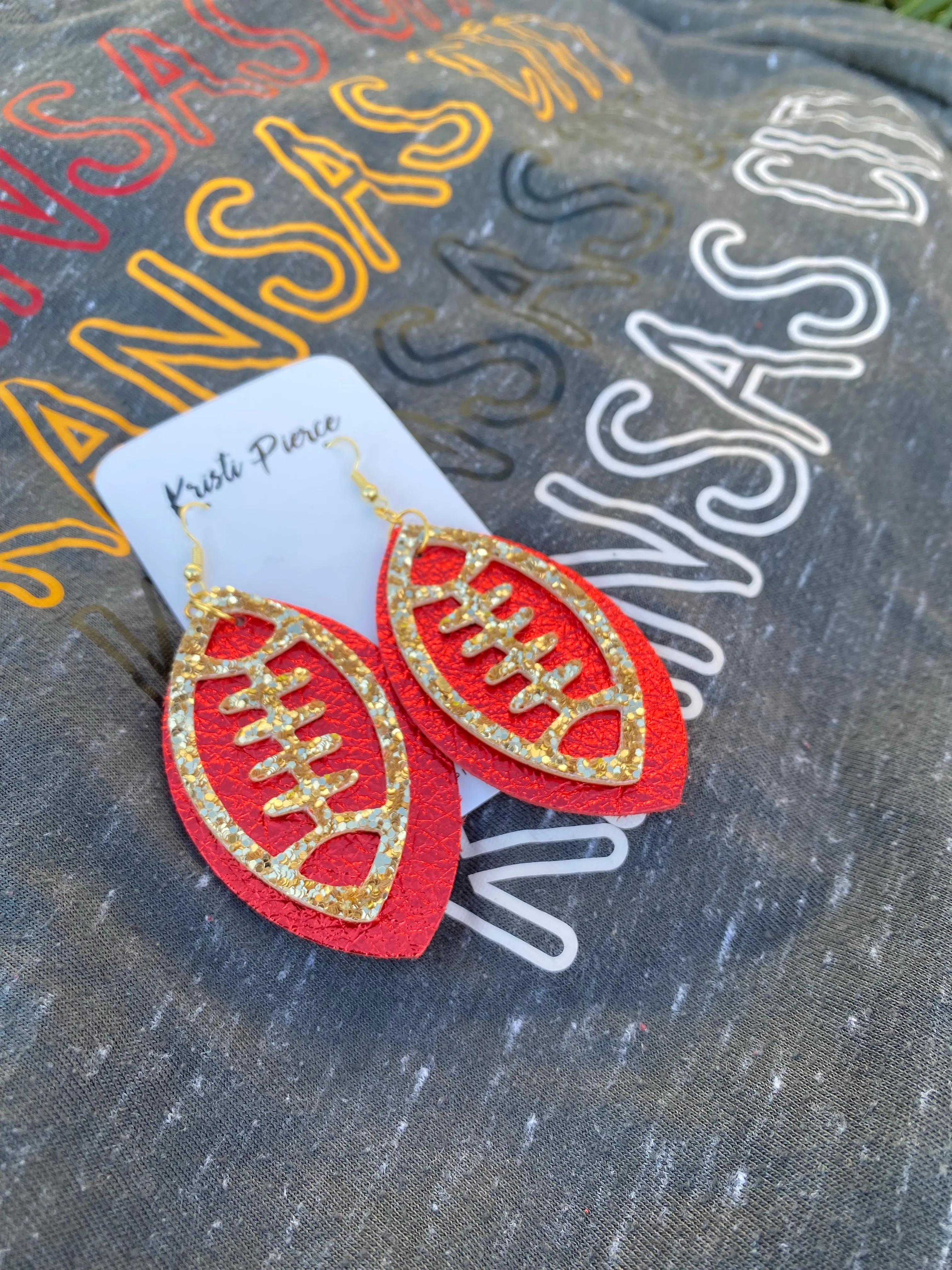 Layered Football Earrings - KC Colors