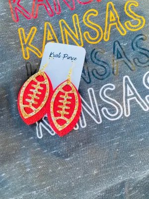 Layered Football Earrings - KC Colors