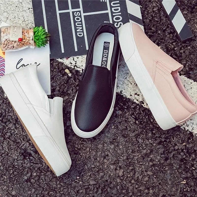 Leather Shoes Spring Trend Casual Flats Sneakers Female