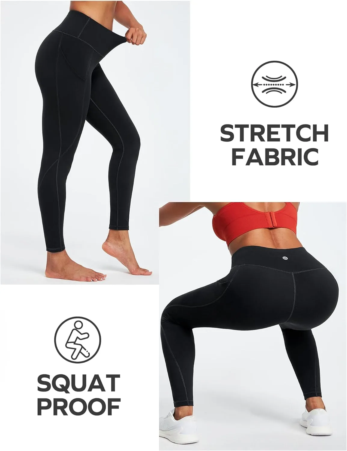 Leggings with Pockets for Women High Waisted Yoga Pants Women Tummy Control Workout Compression Leggings