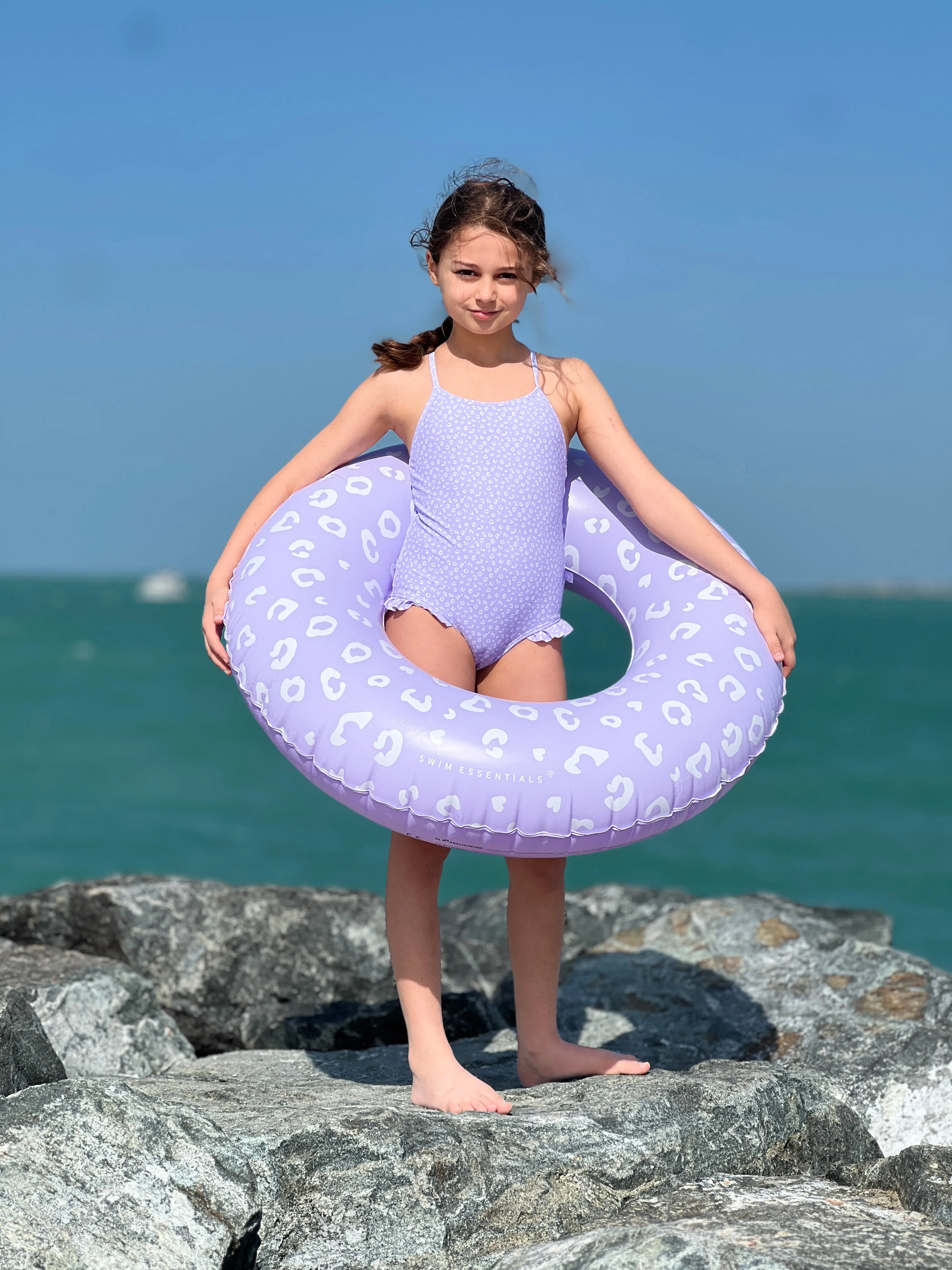 Lila Leopard Print  Girl Swimsuit