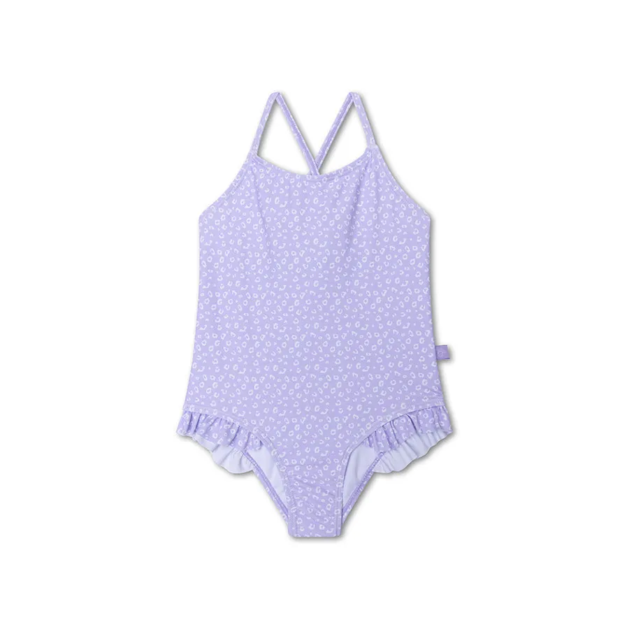 Lila Leopard Print  Girl Swimsuit