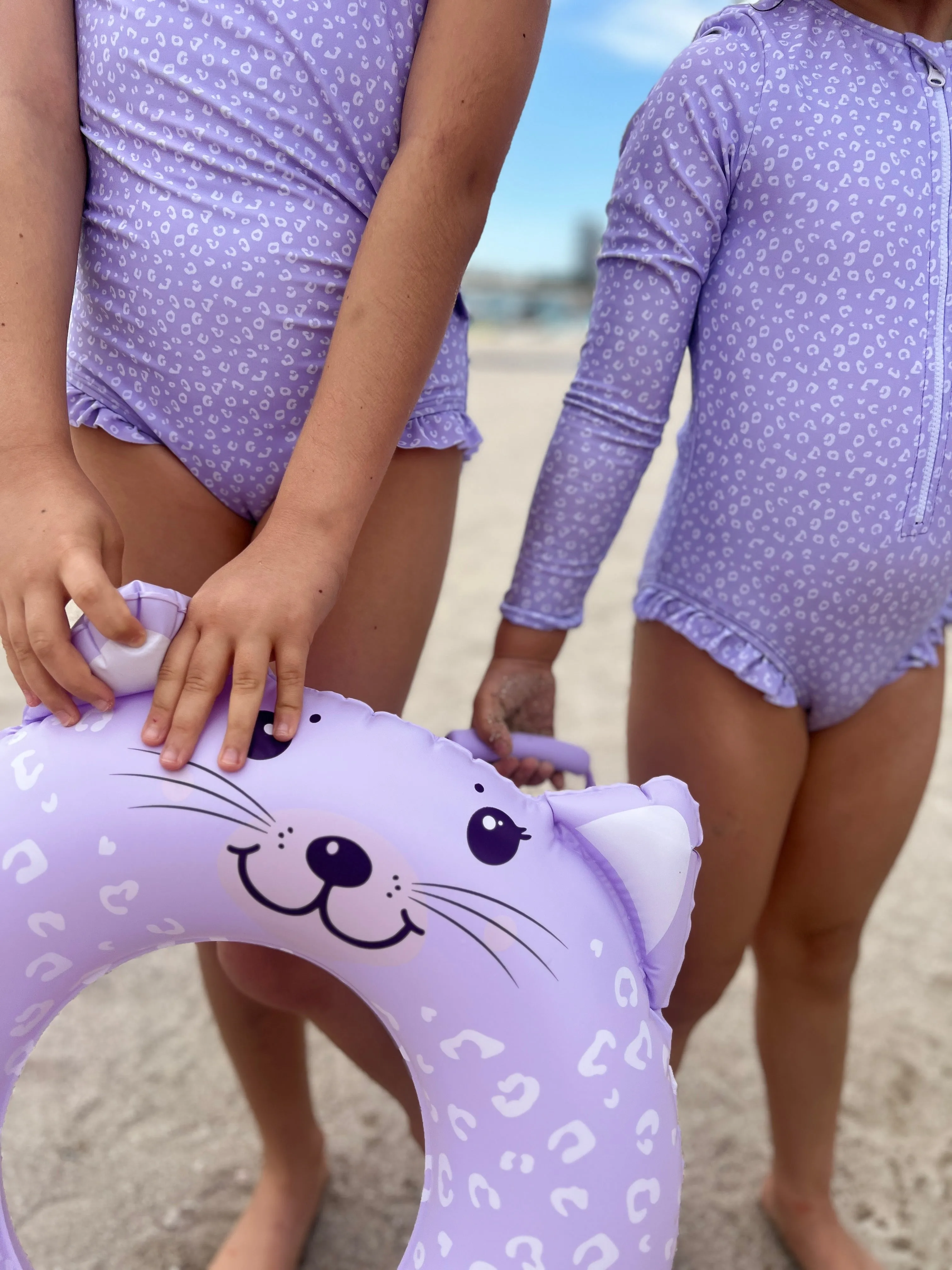 Lila Leopard Print  Girl Swimsuit