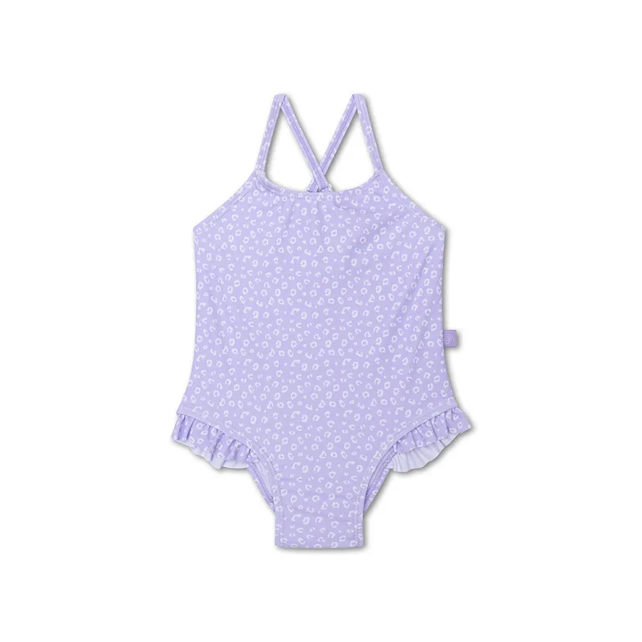 Lila Leopard Print  Girl Swimsuit