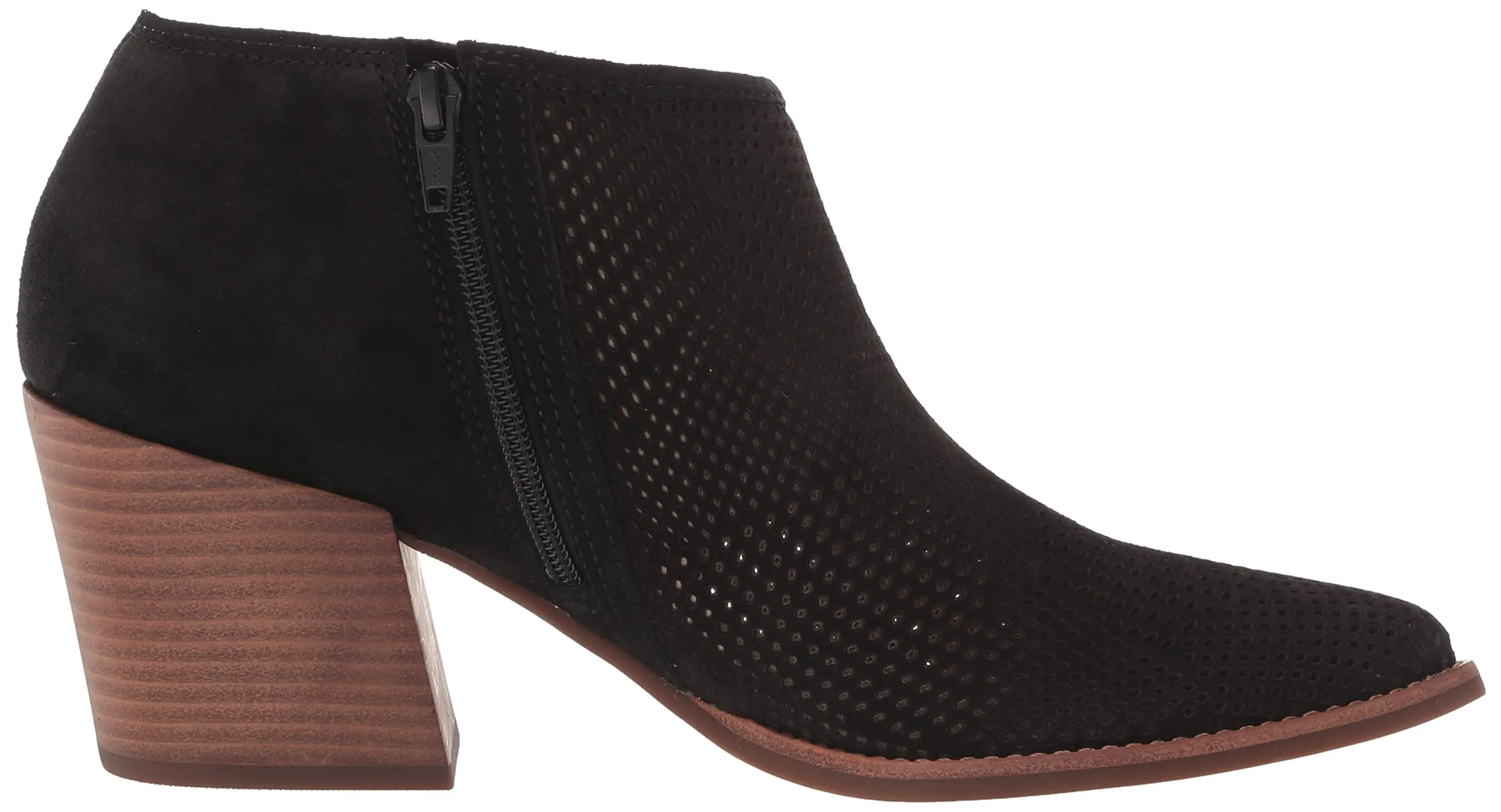 Lucky Brand Zeshia Black Oiled Suede Fashion Zipper Block Heel Ankle Booties