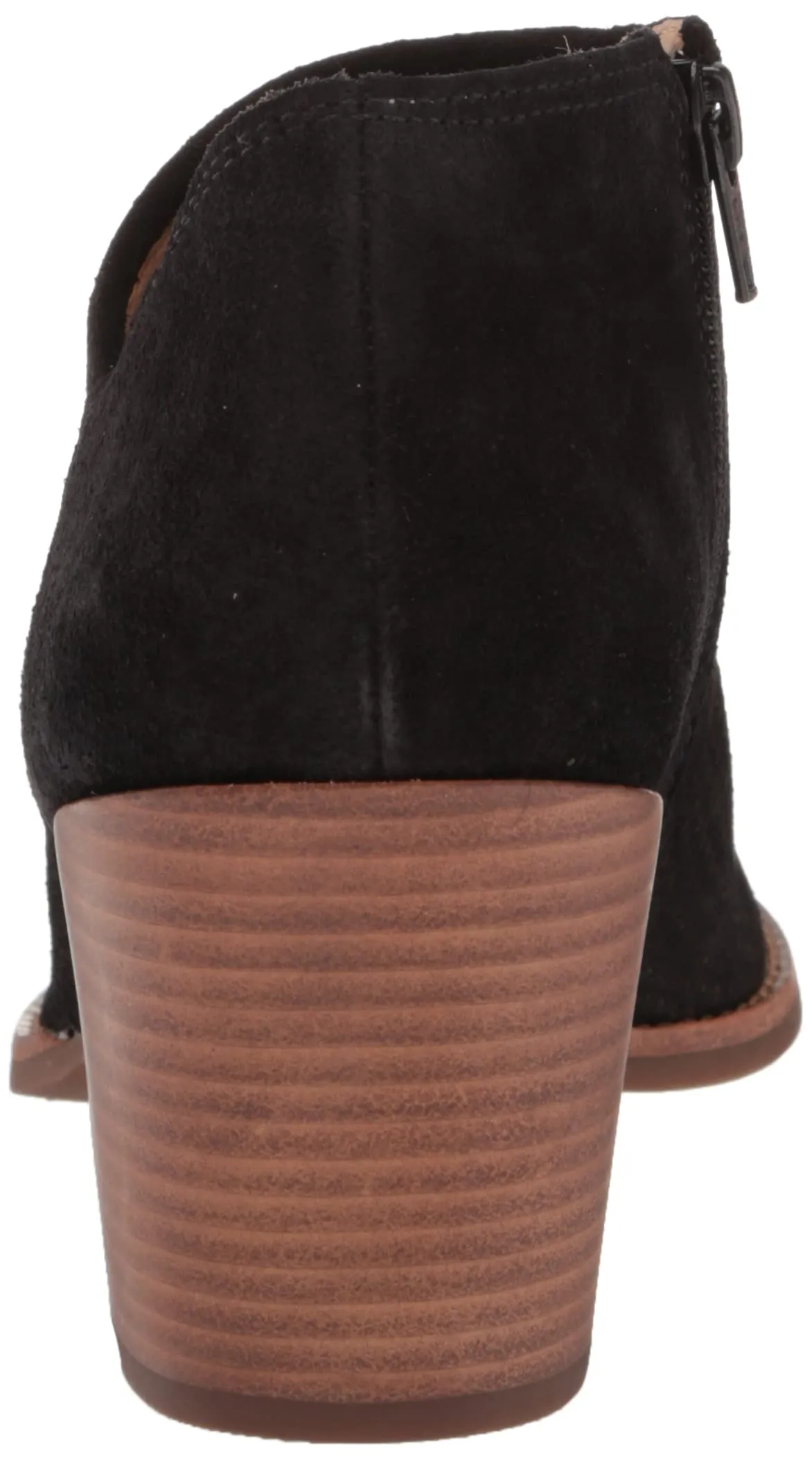 Lucky Brand Zeshia Black Oiled Suede Fashion Zipper Block Heel Ankle Booties
